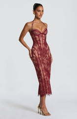 Rona Midi Dress - Burgundy