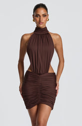 Thekla Mini Dress - Plum Brown
