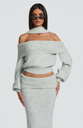 Andie Top - Light Grey Marl