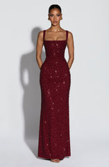 Calanthe Maxi Dress - Burgundy Sparkle