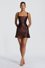 Calanthe Mini Dress - Plum Brown