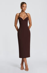 Cassia Midi Dress - Plum Brown