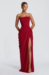 Cyra Maxi Dress - Deep Red