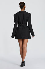 Elvira Mini Dress - Black Pinstripe
