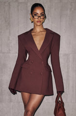 Elvira Mini Dress - Plum Brown