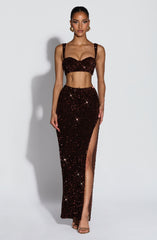 Inaya Maxi Skirt - Plum Brown