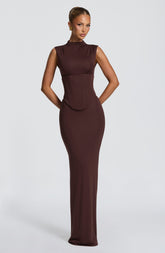Soline Maxi Dress - Plum Brown