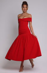 Wilhelmina Midaxi Dress - Red