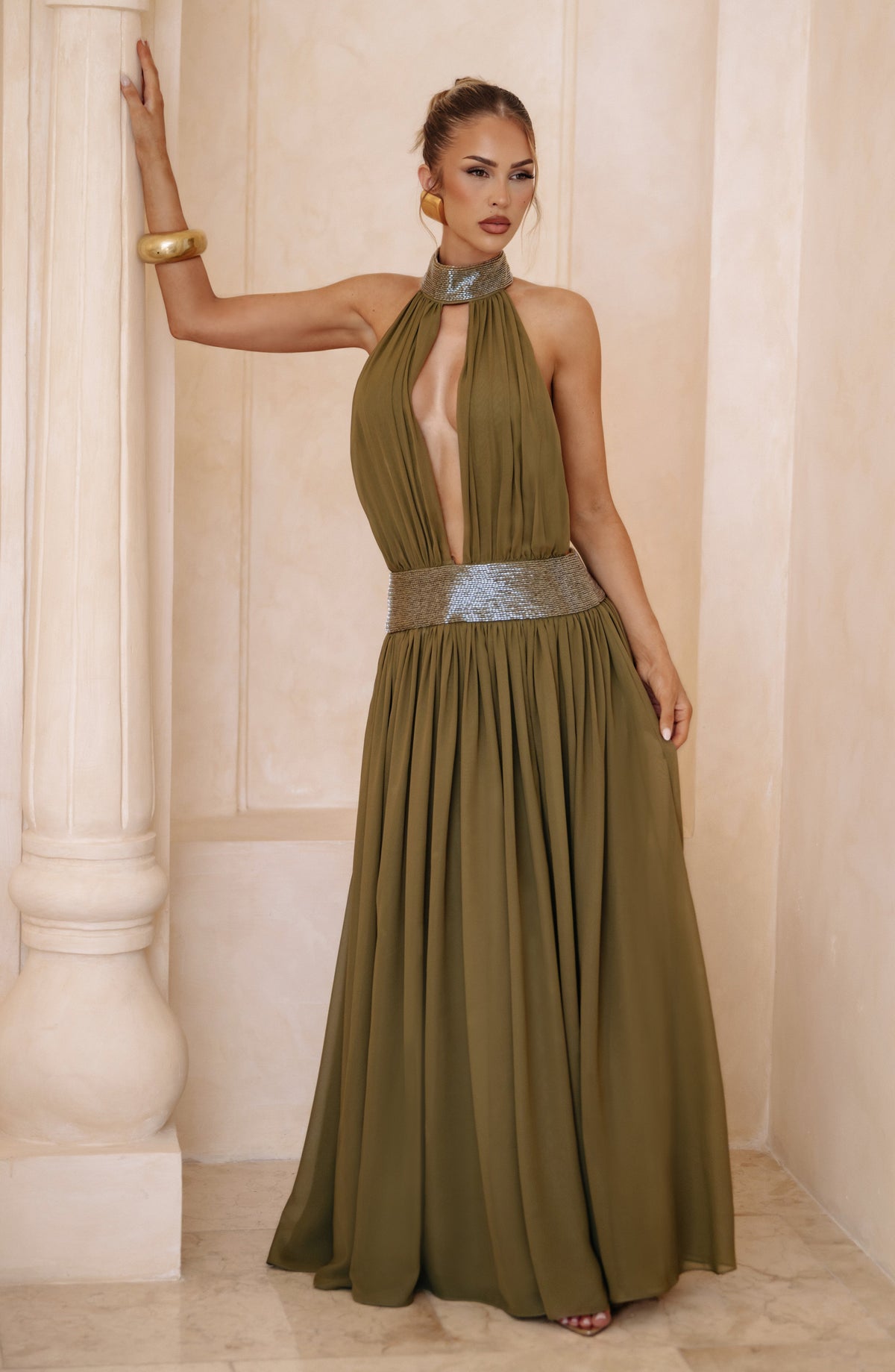 Rosalina Maxi Dress - Deep Olive