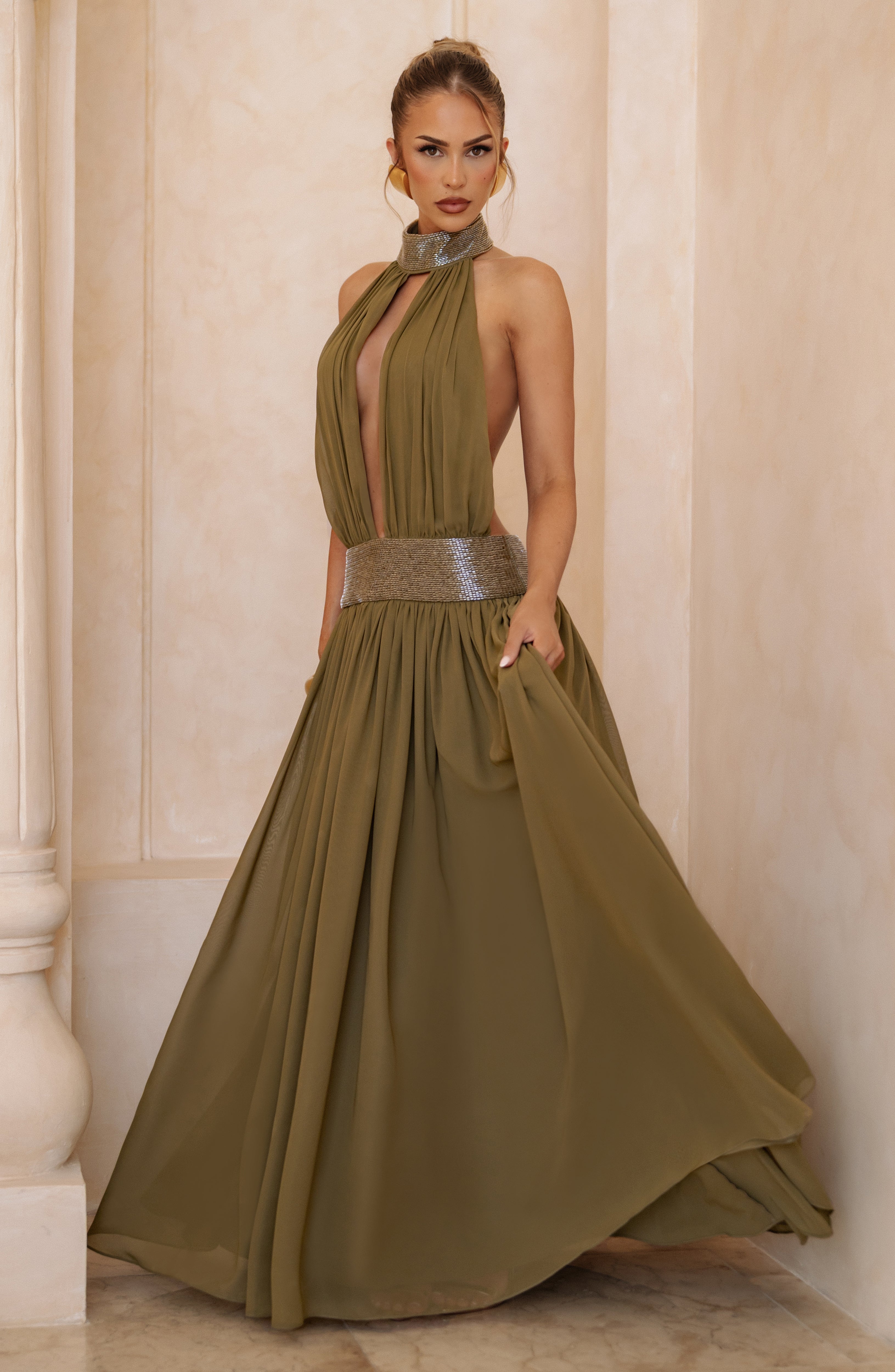 Rosalina Maxi Dress - Deep Olive