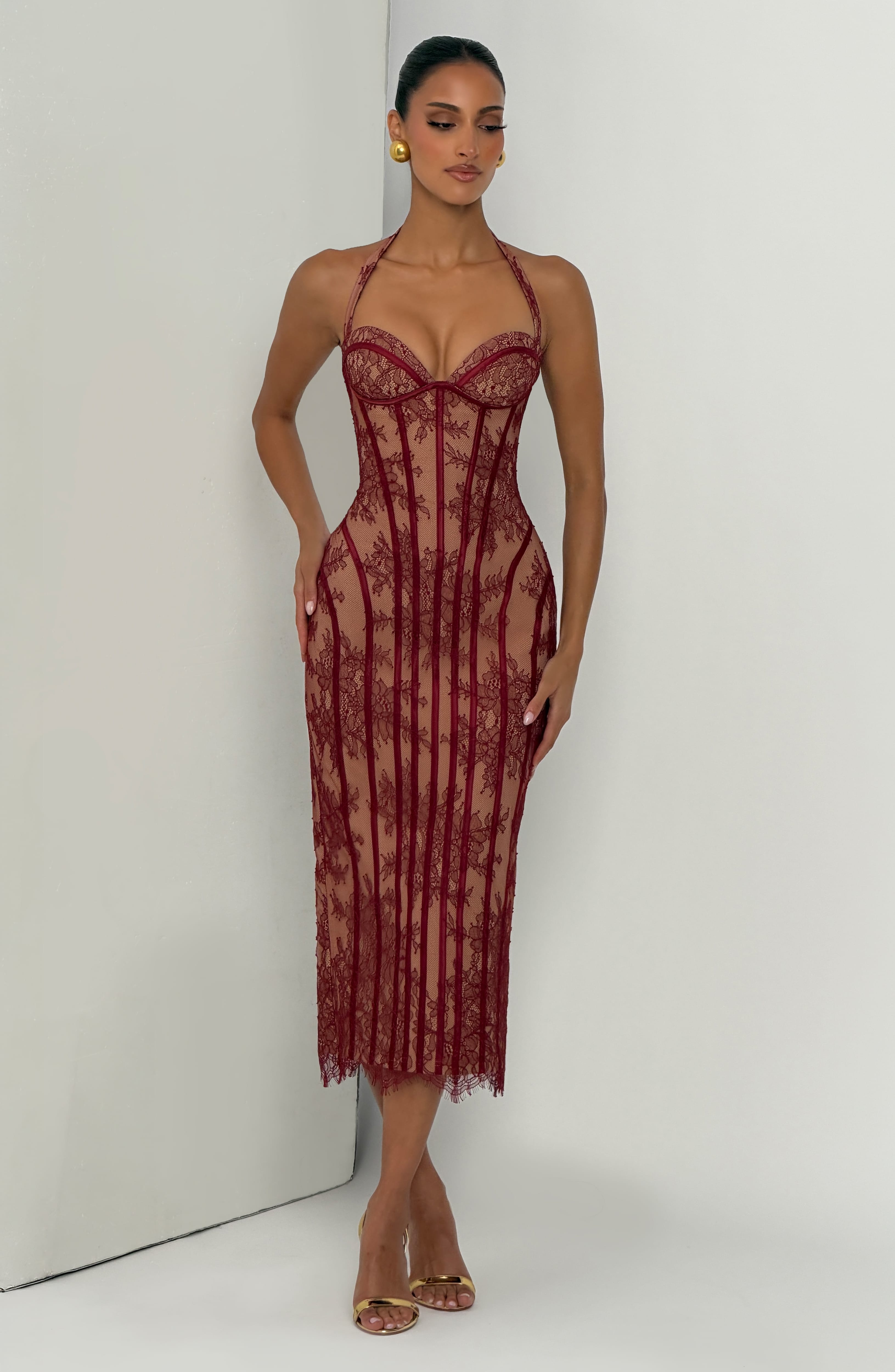 Rona Midi Dress - Burgundy