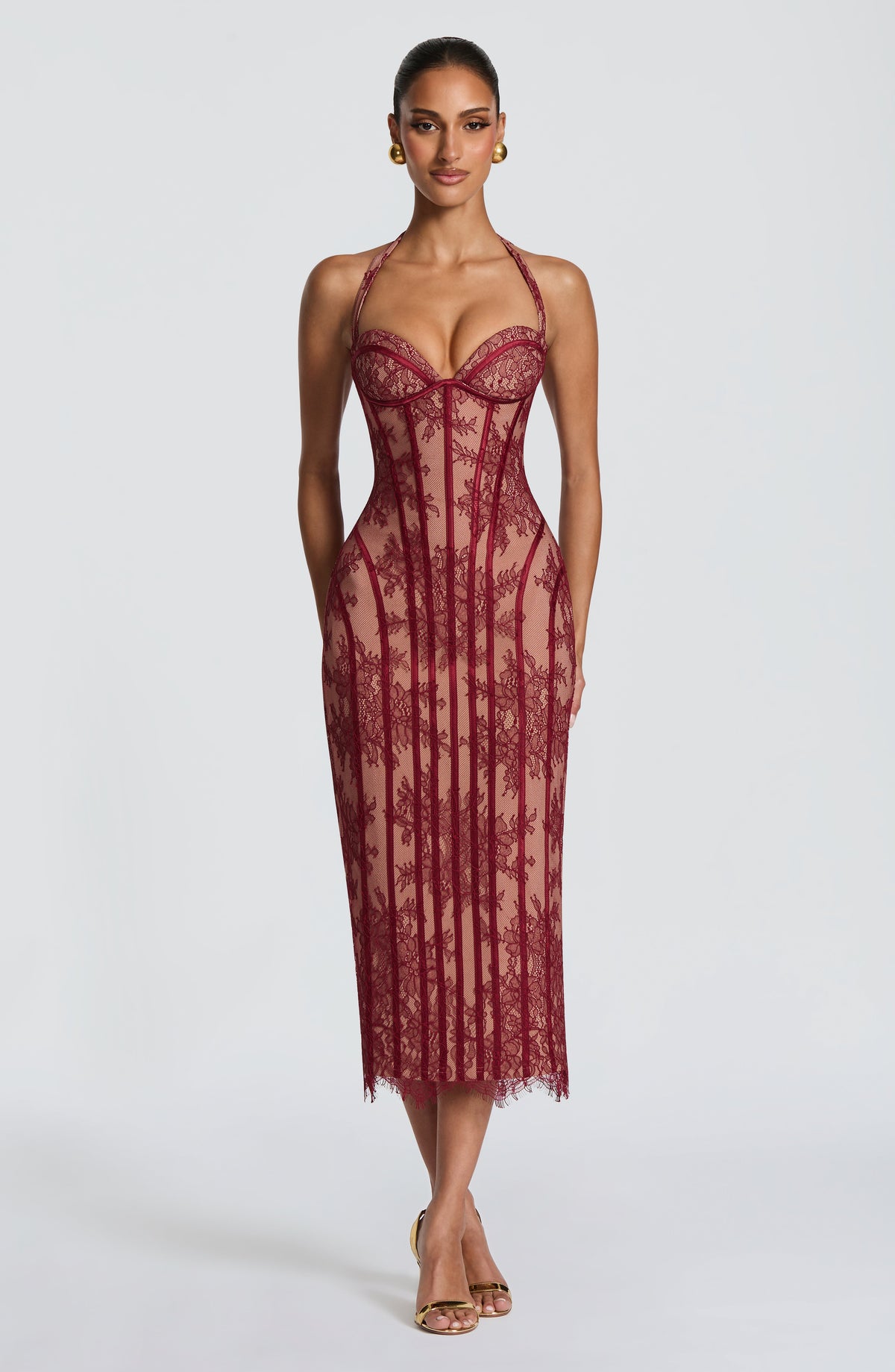 Rona Midi Dress - Burgundy