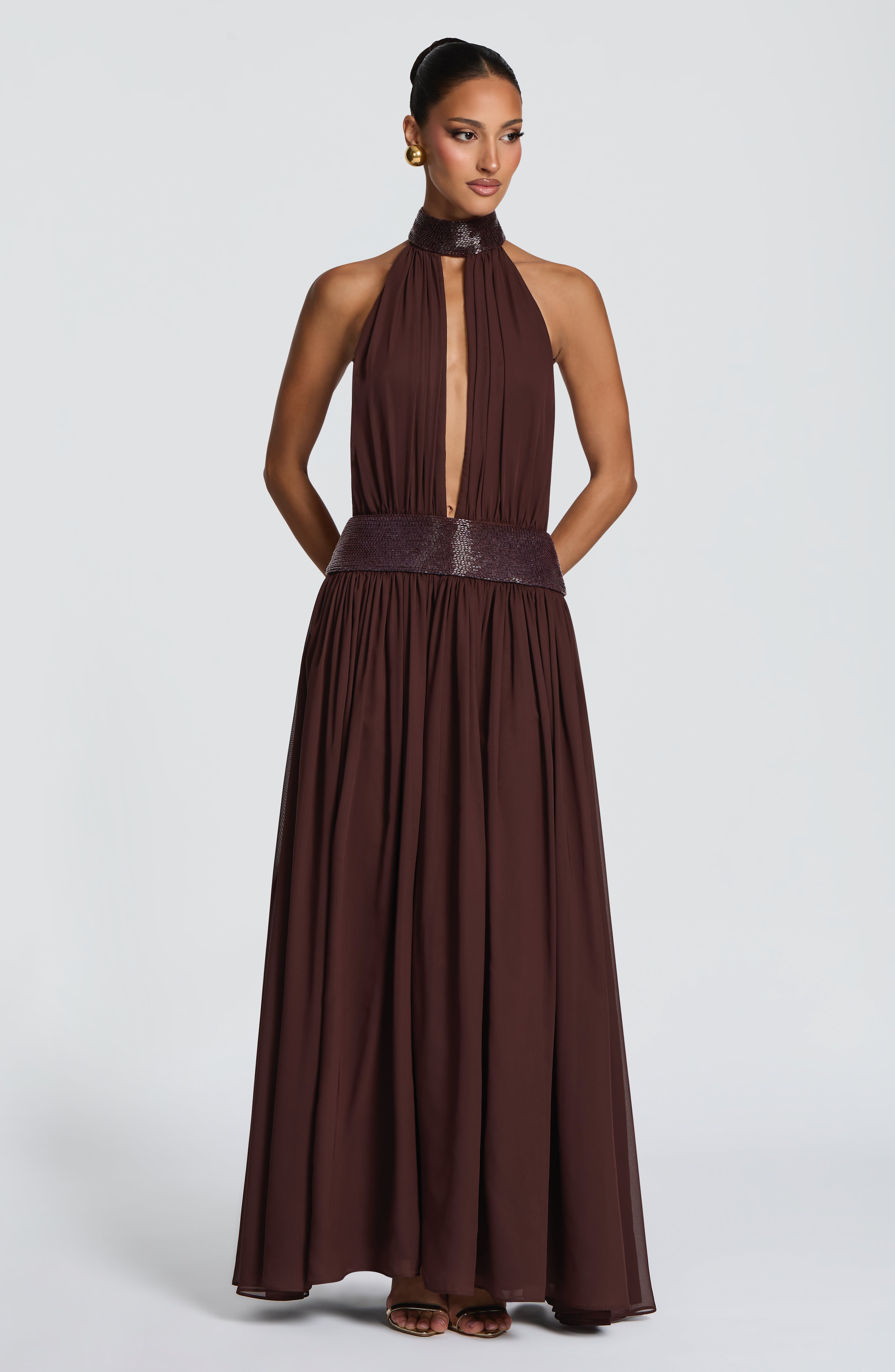 Rosalina Maxi Dress - Plum Brown