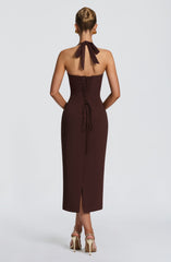 Cassia Midi Dress - Plum Brown