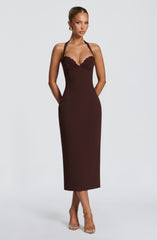 Cassia Midi Dress - Plum Brown