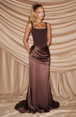 Claudette Maxi Skirt - Plum Brown