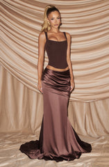 Claudette Maxi Skirt - Plum Brown