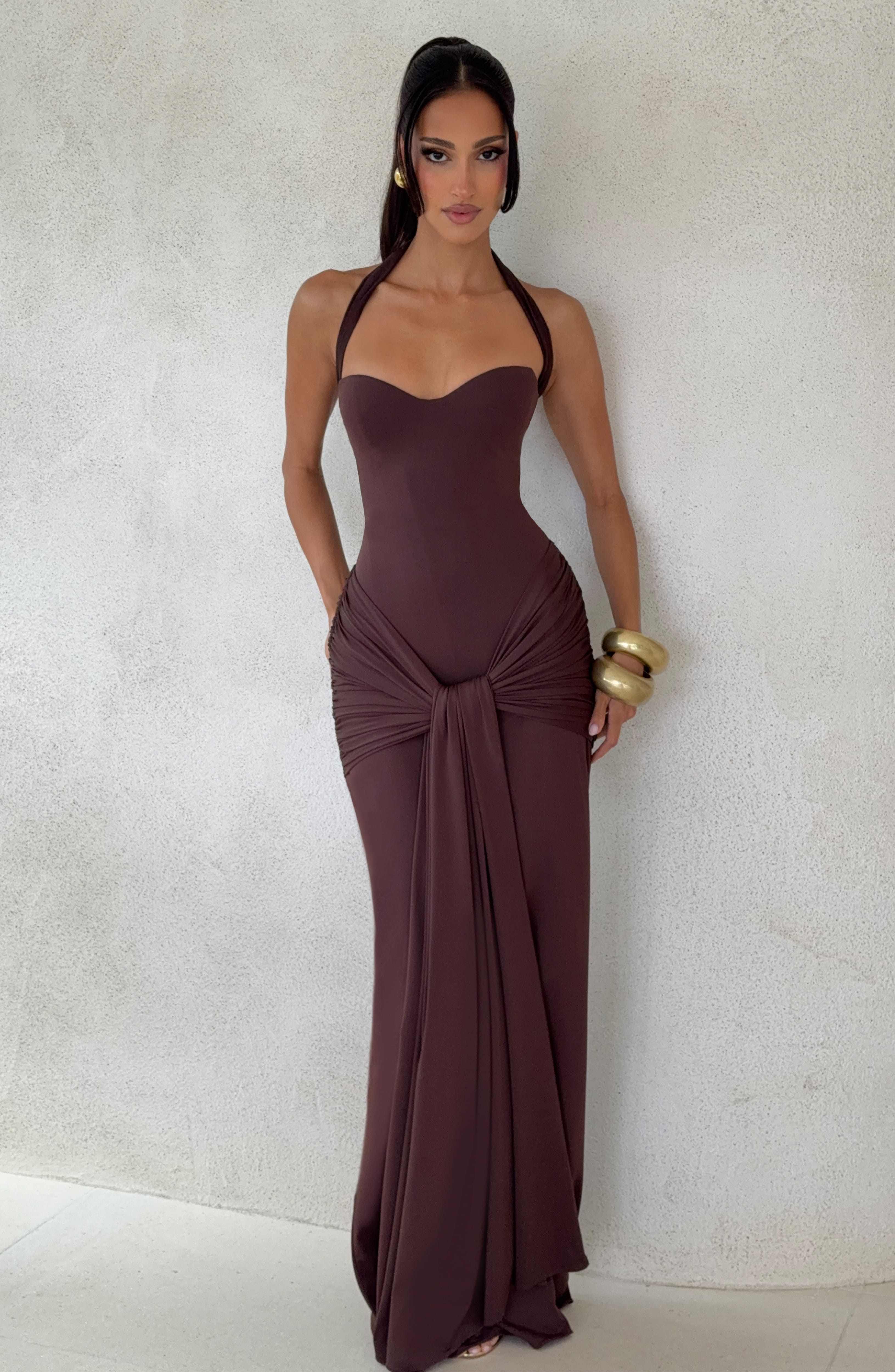 Gia Maxi Dress - Plum Brown