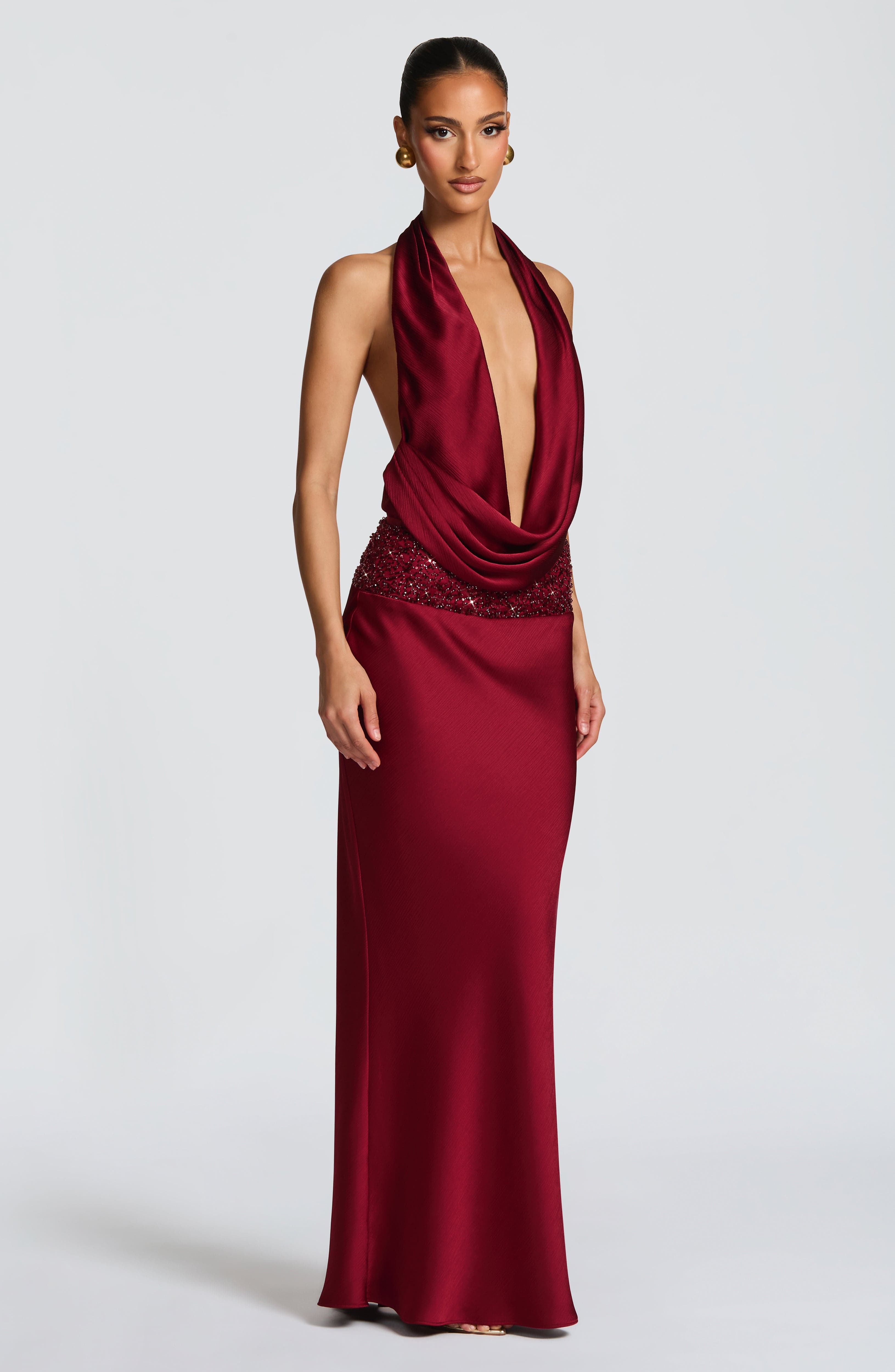 Ira Maxi Skirt - Burgundy