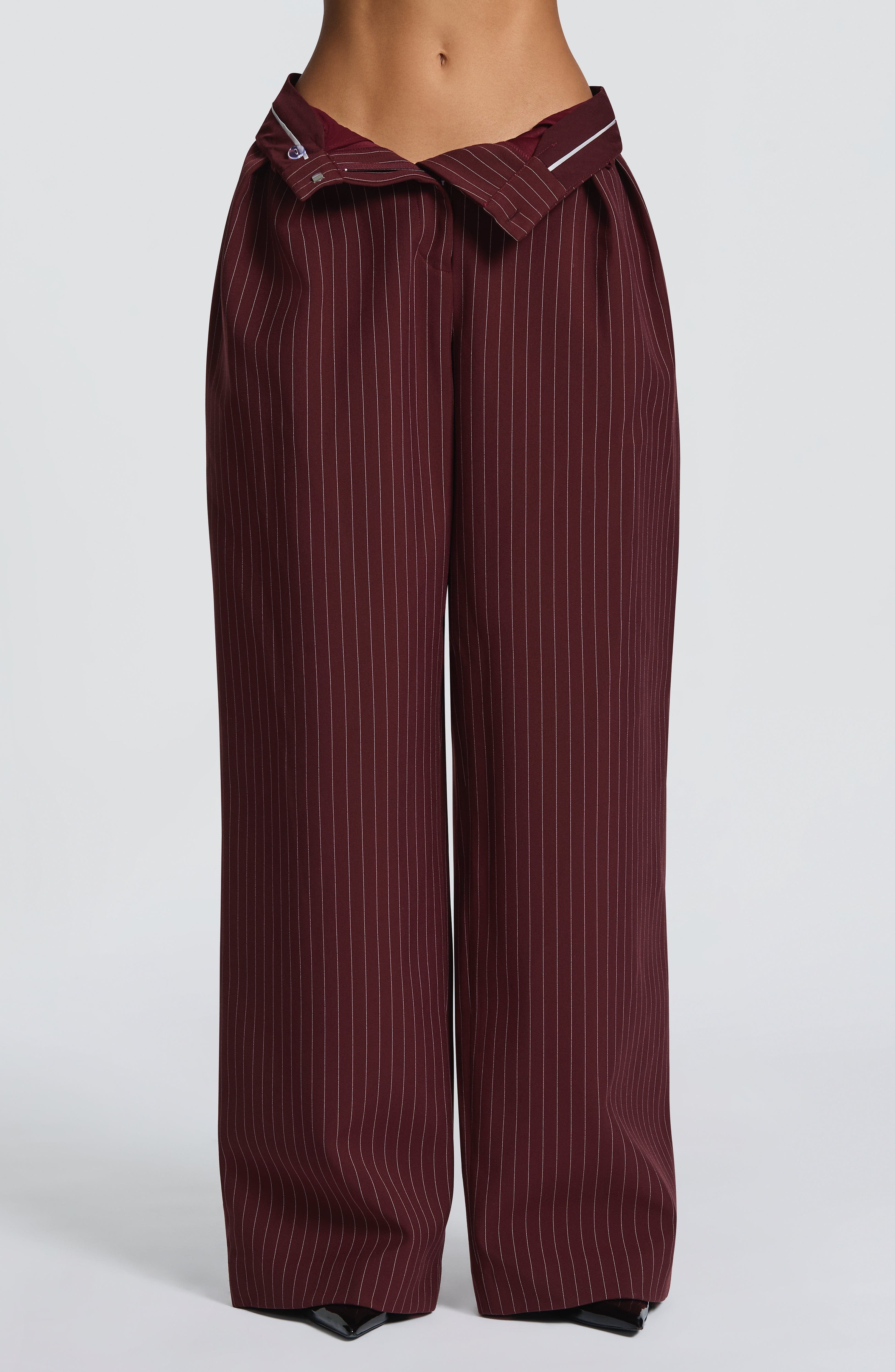 Kirsty Pants - Burgundy Pinstripe