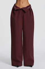Kirsty Pants - Burgundy Pinstripe