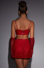 Posie Mini Skirt - Red Sparkle