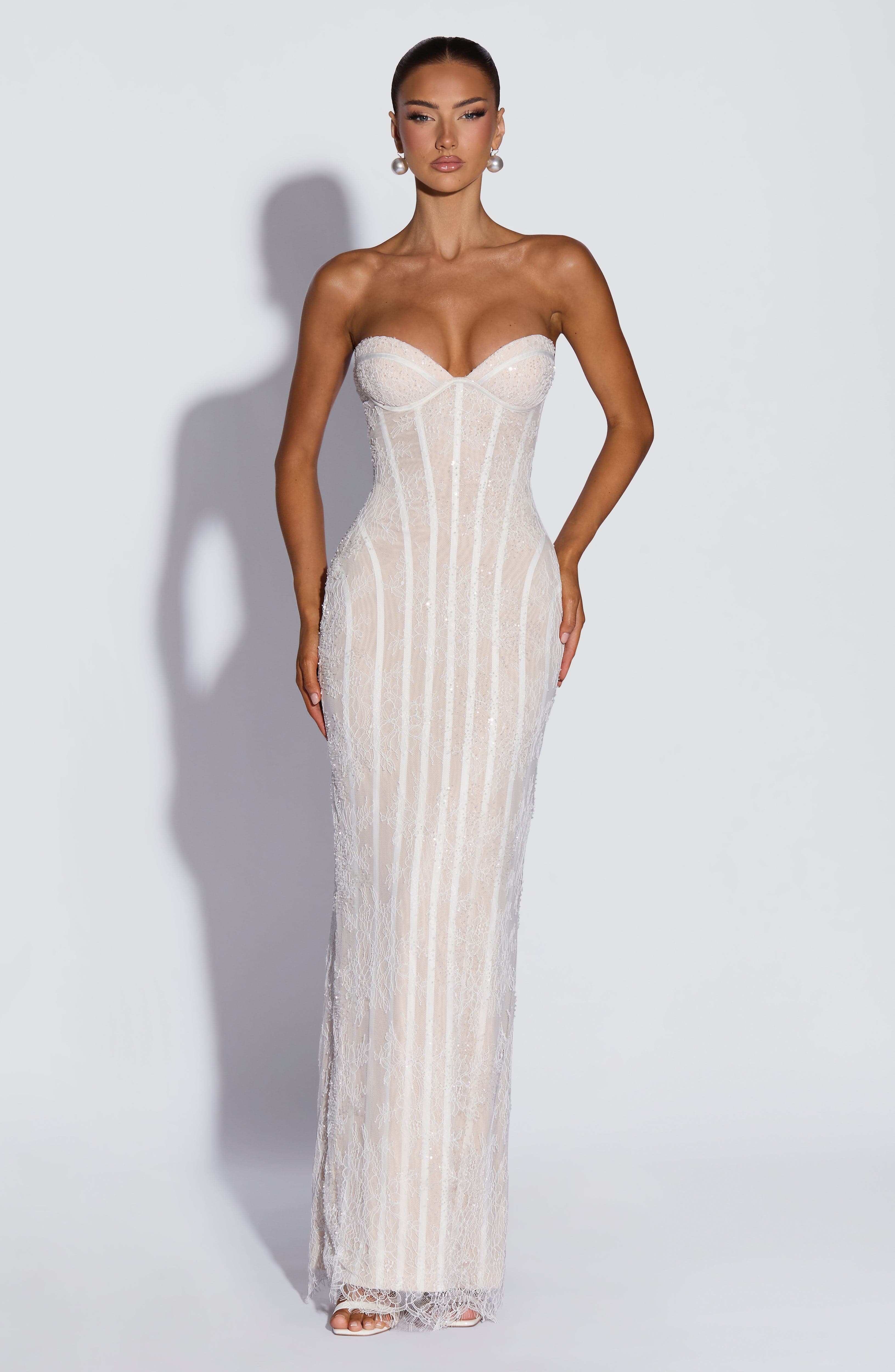 Sian Maxi Dress - Ivory Embellishment