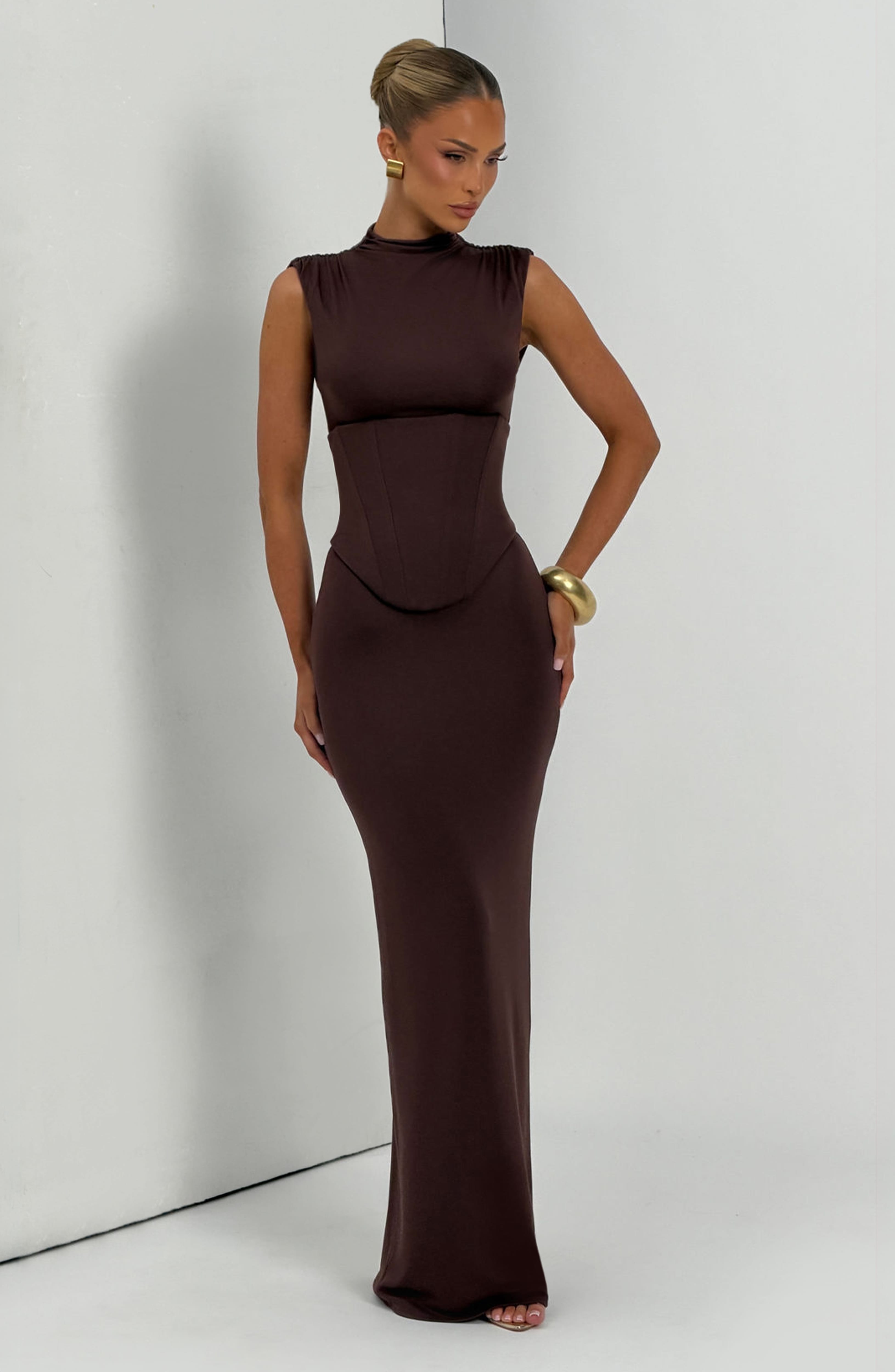 Soline Maxi Dress - Plum Brown