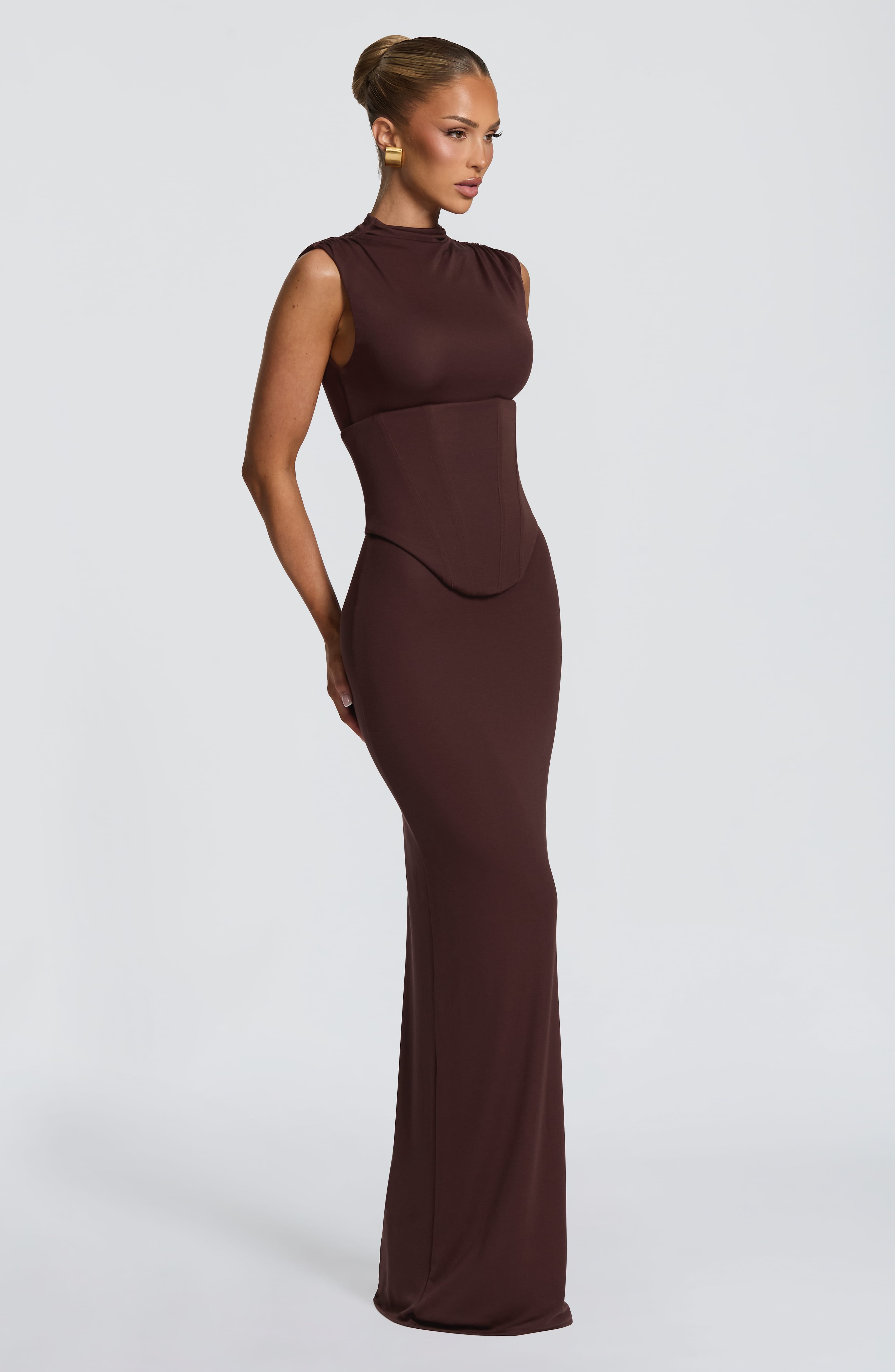 Soline Maxi Dress - Plum Brown